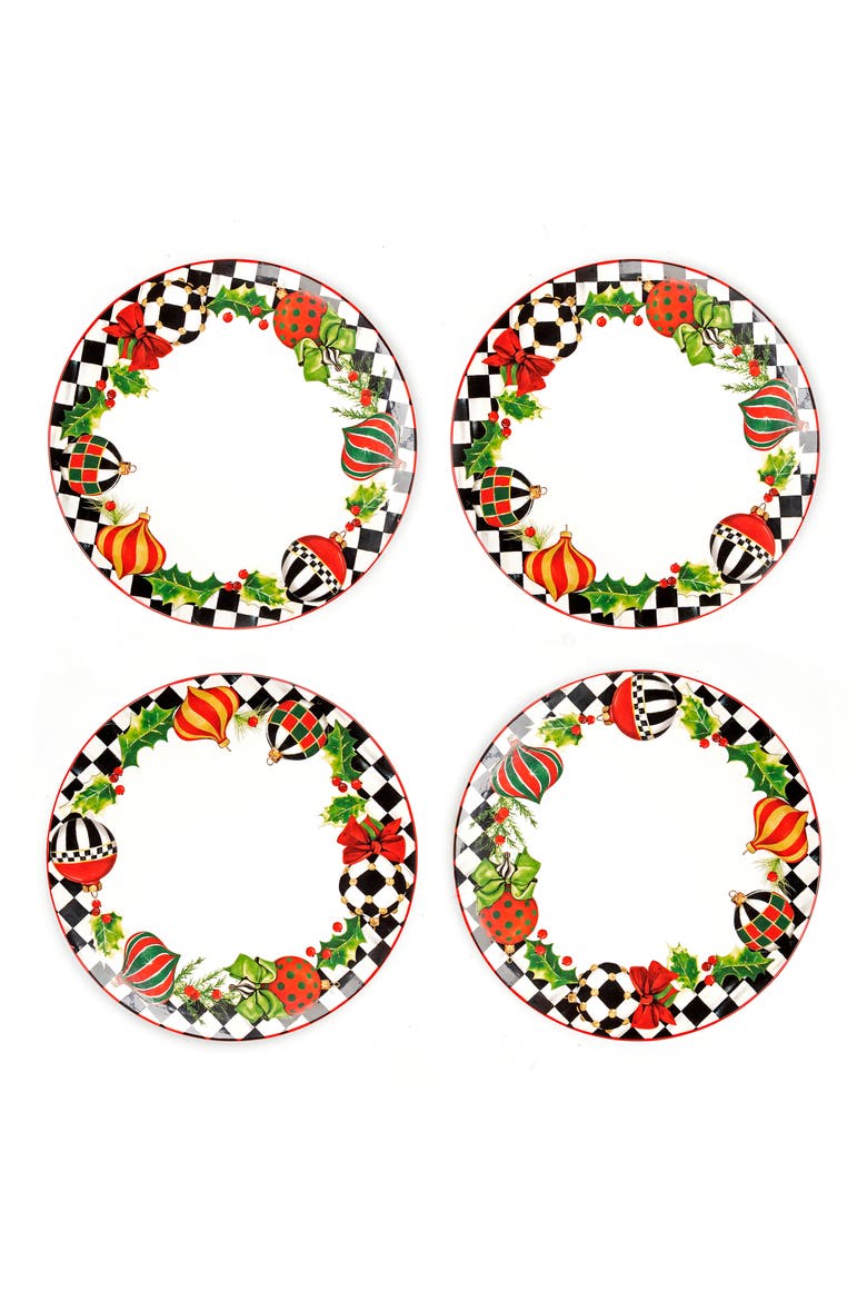 Deck the Halls Set of 4 Dinner Plates, Main, color, MULTI