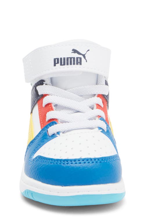 Puma Kids' Rebound Layup Sl Sneaker In White-yellow- Royal