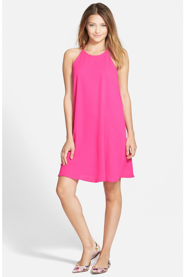 High Neck Swing Dress, Main, color, FUSCHIA