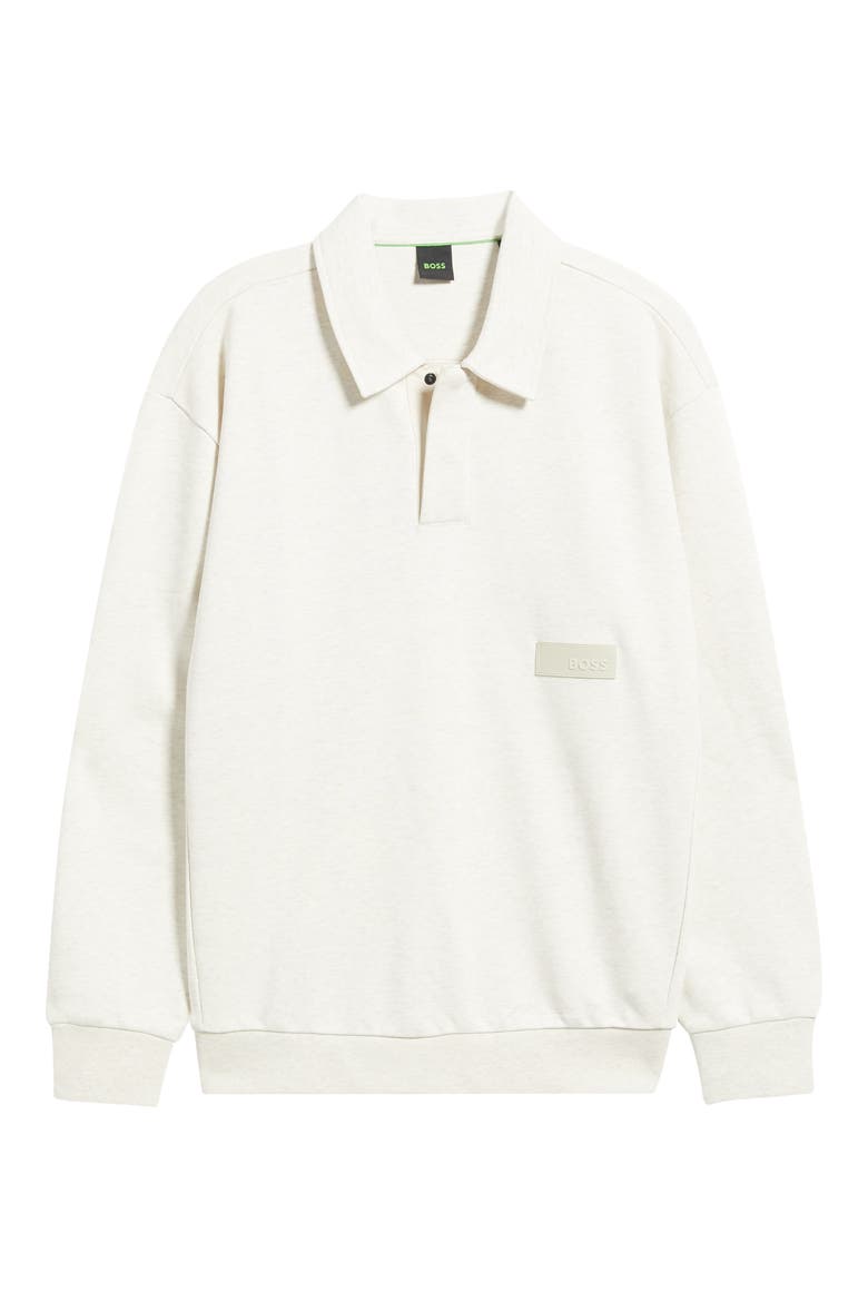 Cotton Jersey Long Sleeve Polo, Main, color, OPEN WHITE