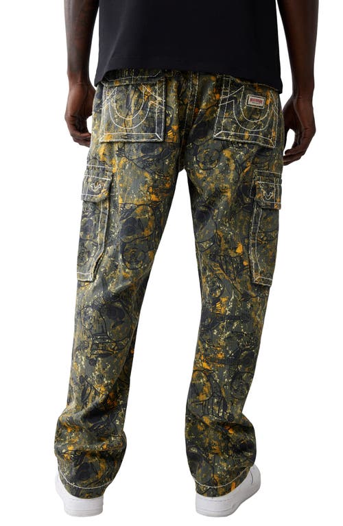 True Religion Big T Cotton Cargo Pants In Camouflage Black