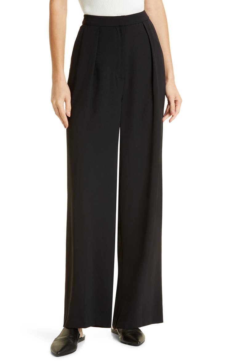 Wide Leg Crepe Pants, Main, color, BLACK