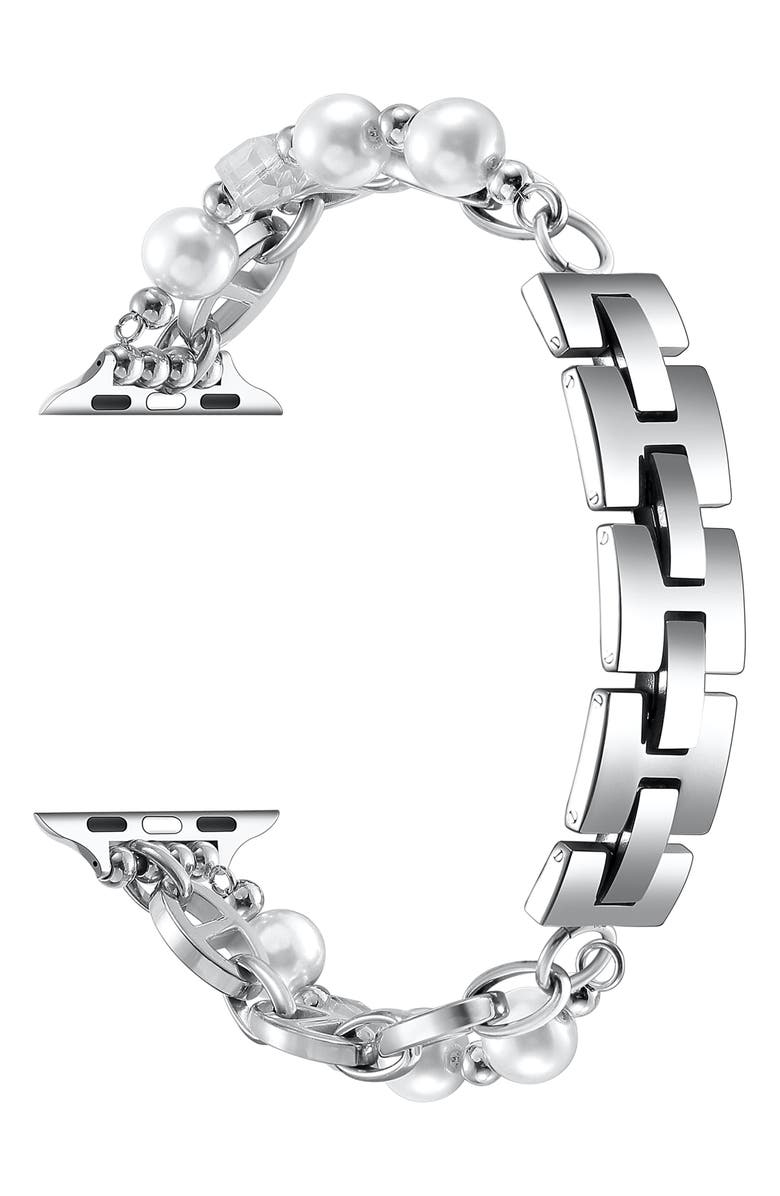 The Posh Tech Luna Imitation Pearl Apple Watch<sup>®</sup> Bracelet Watchband, Alternate, color, 