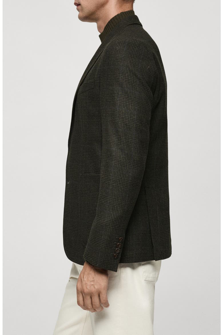 Slim Fit Plaid Wool Blend Blazer, Alternate, color, KHAKI GREEN