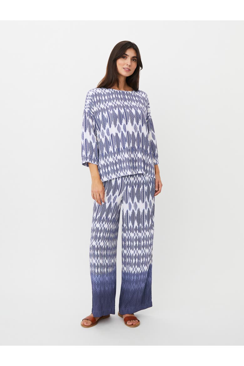 Mabecca Printed Fluid Drape Blouse, Alternate, color, Medieval Blue