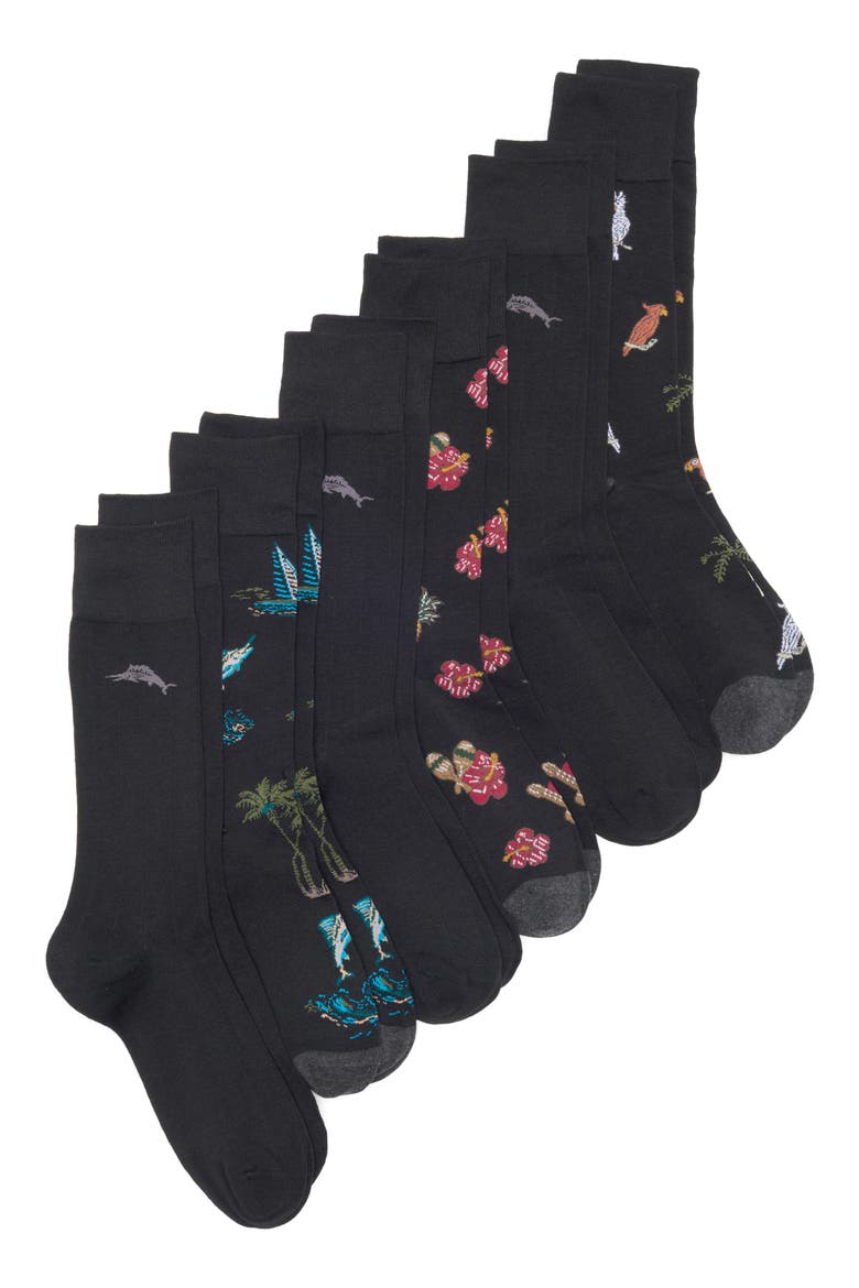 6-Pack Assorted Crew Socks, Main, color, BLACK
