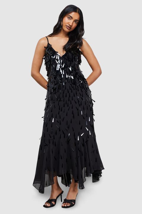 Premium Teardrop Embellished Midi Dress