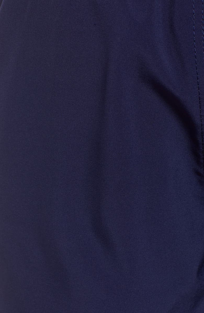 Vintage Summer Navy Side Stripe Swim Trunks, Alternate, color, 