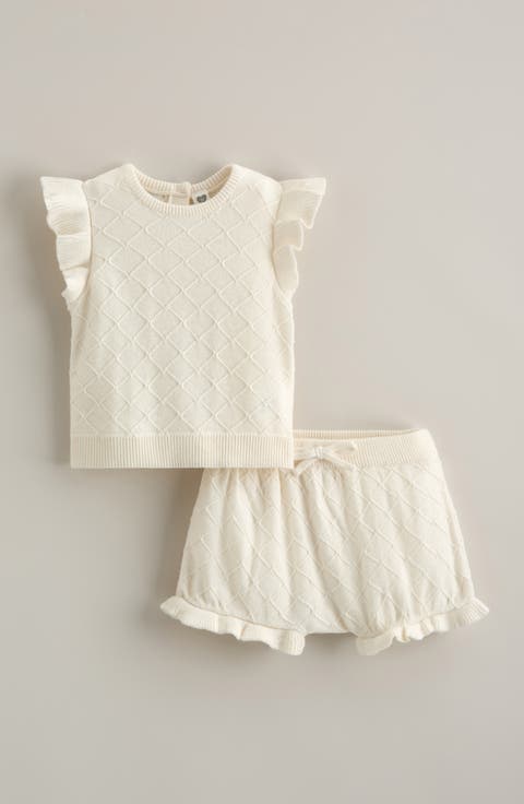 Flutter Sleeve Sweater & Bubble Shorts Set (Baby)