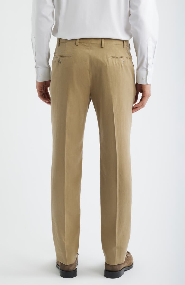 Emporio Armani Tan Flat Front Suit Pants, Alternate, color, Tan