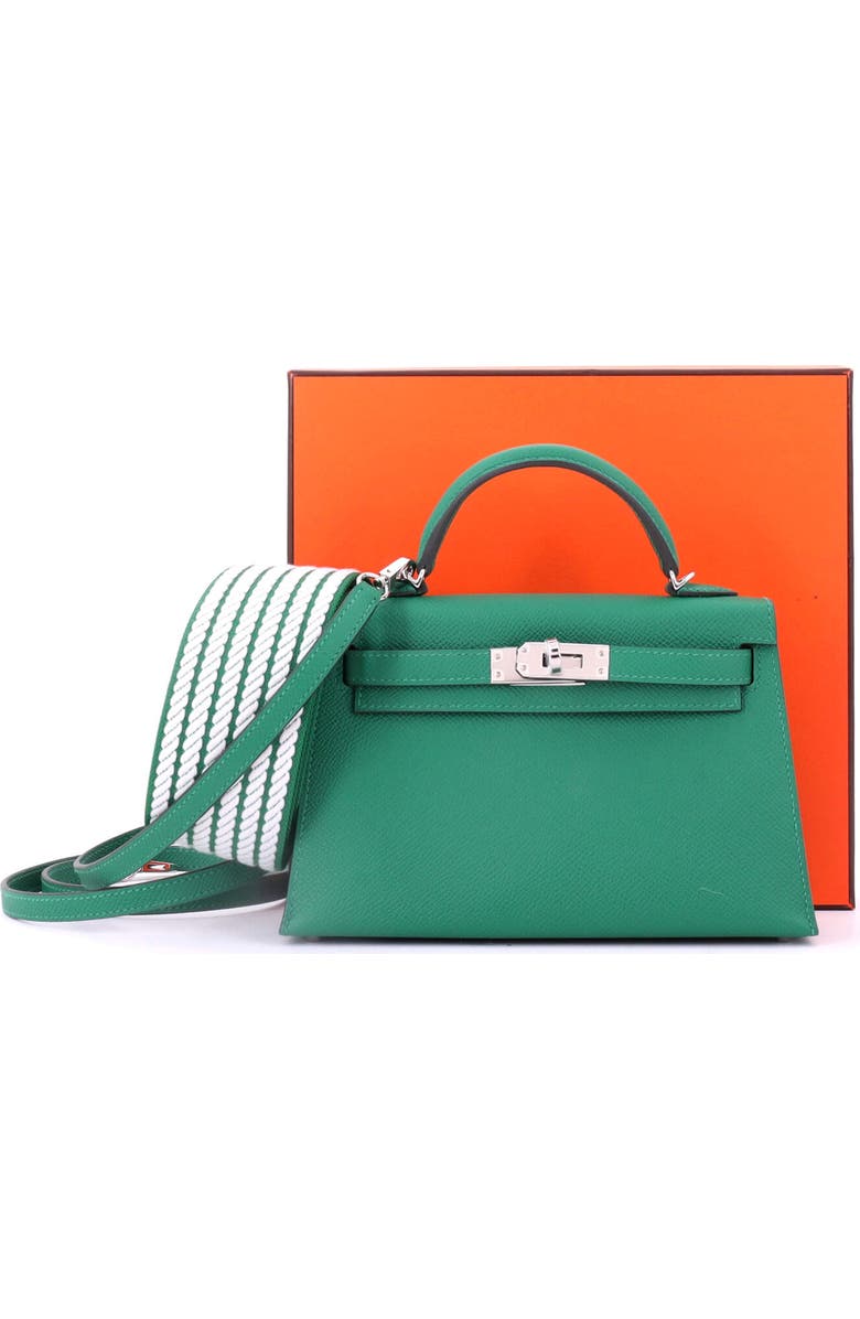 Pre-Owned Hermes Kelly Mini II Bag Green Epsom with Palladium Hardware 20, Alternate, color, Vert Vertigo