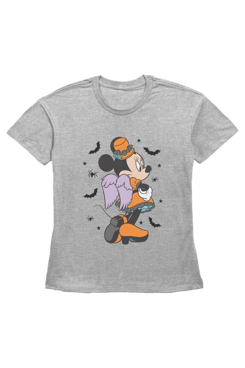 Womens Minnie Mouse Halloween Angel Orange Costume Pose T Shirt, Main, color, Heather Gray