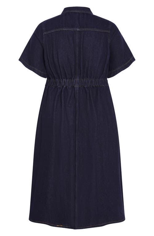 City Chic Jade Denim Shirtdress In Dark Denim