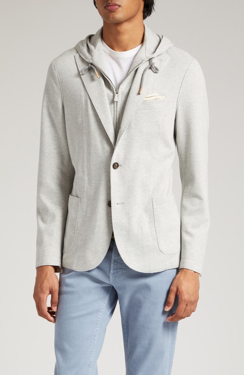 Eleventy Herringbone Blazer with Removable Hooded Bib, Main, color, 