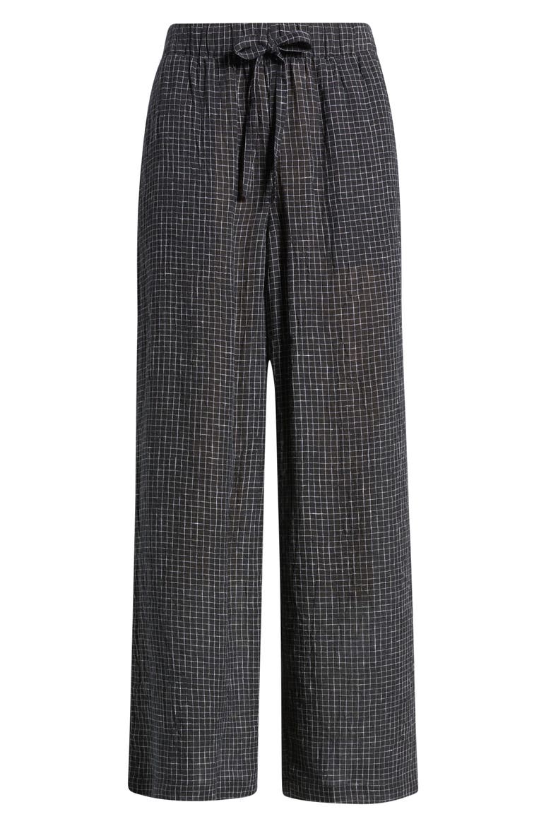 Windowpane Check Wide Leg Ankle Pants, Alternate, color, BLACK/ WHITE