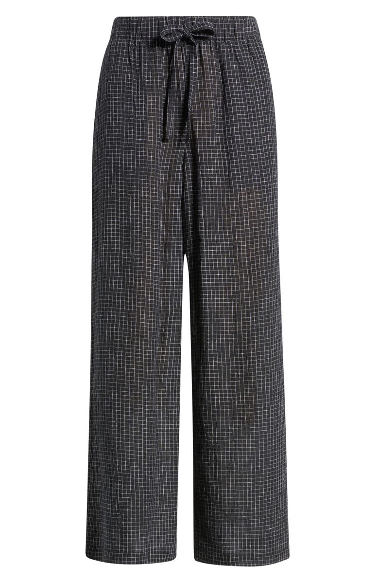 Eileen Fisher Windowpane Check Wide Leg Ankle Pants, Alternate, color, Black/ White