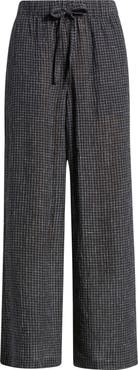 Eileen Fisher Windowpane Check Wide Leg Ankle Pants