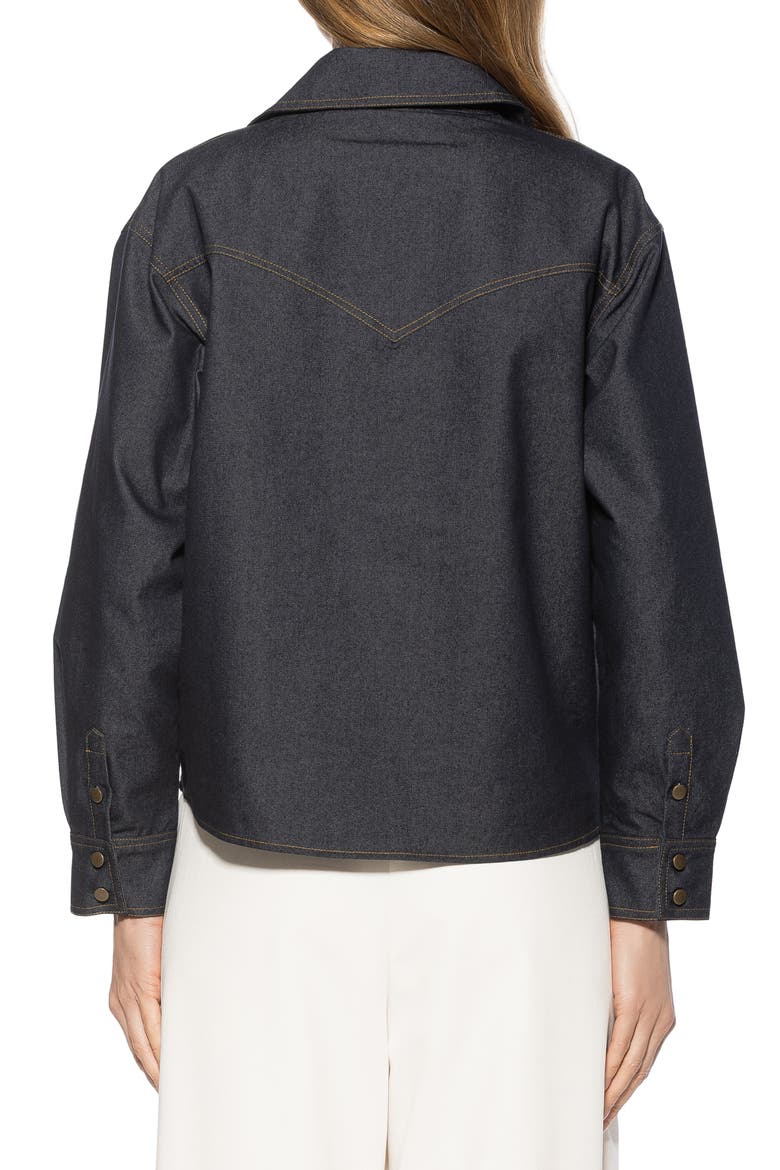 Thalina Lace-Up Western Shirt, Alternate, color, DARK DENIM