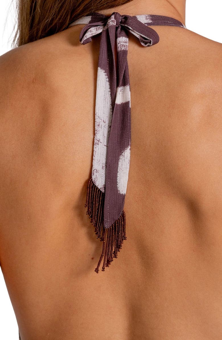 Cosita Linda Halter Cutout Cover-Up Maxi Dress, Alternate, color, Coffee Bean