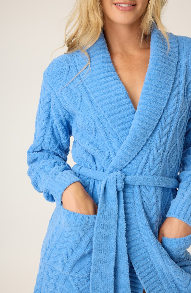 PJ Salvage Cozy Chenille Cable Knit Robe, Alternate, color, Sea