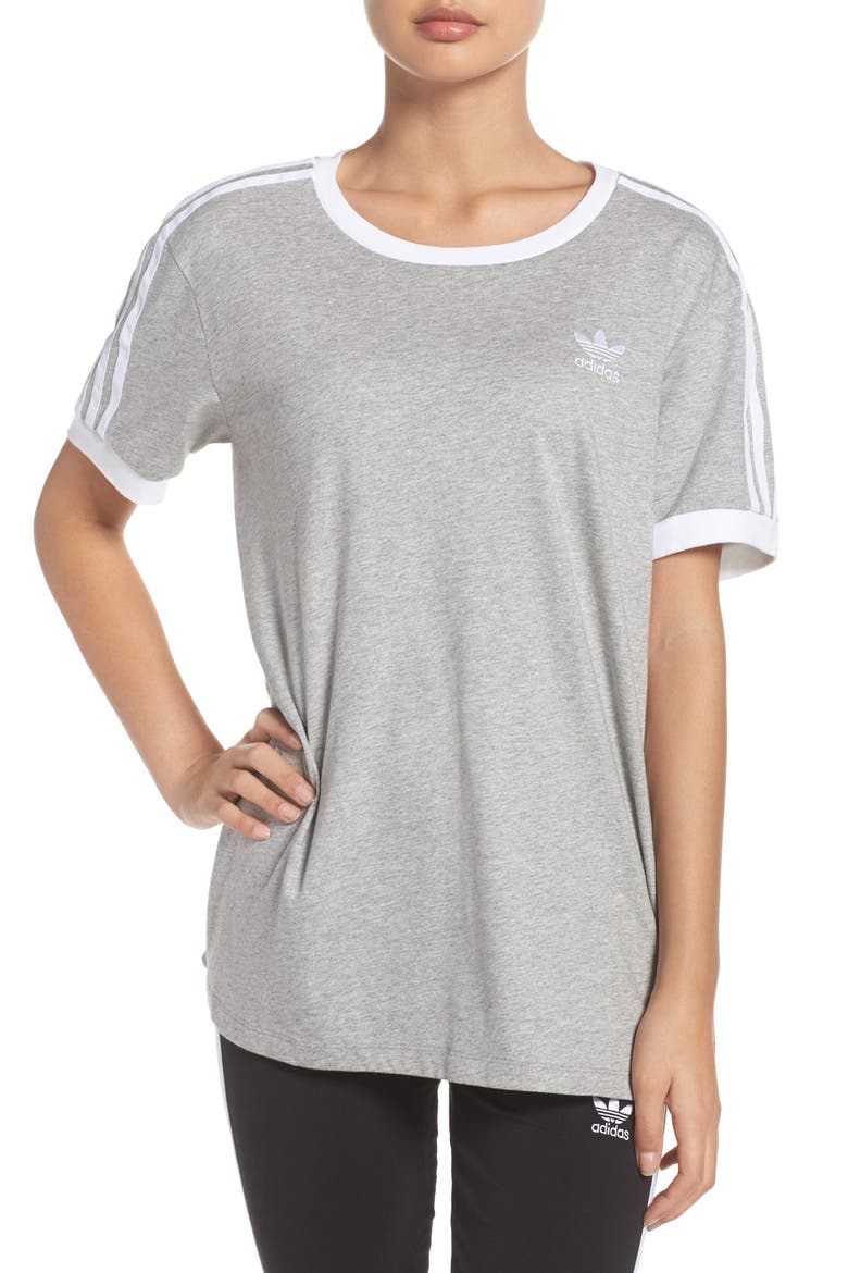 3-Stripes Tee, Main, color, MEDIUM GREY HEATHER