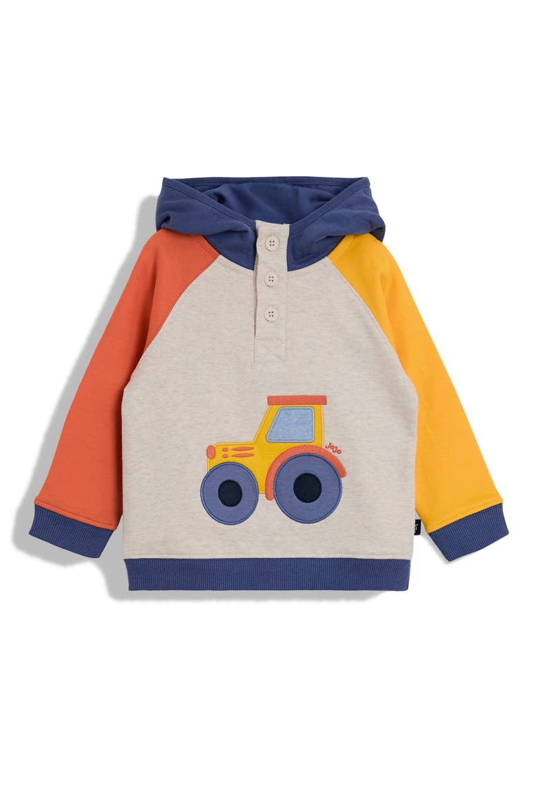Kids' Tractor Appliqué Colorblock Cotton Hoodie & Joggers Set, Alternate, color, BLUE