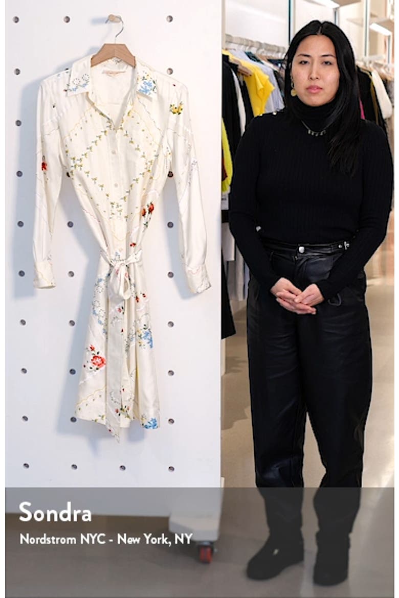 Long Sleeve Floral Silk Shirtdress video