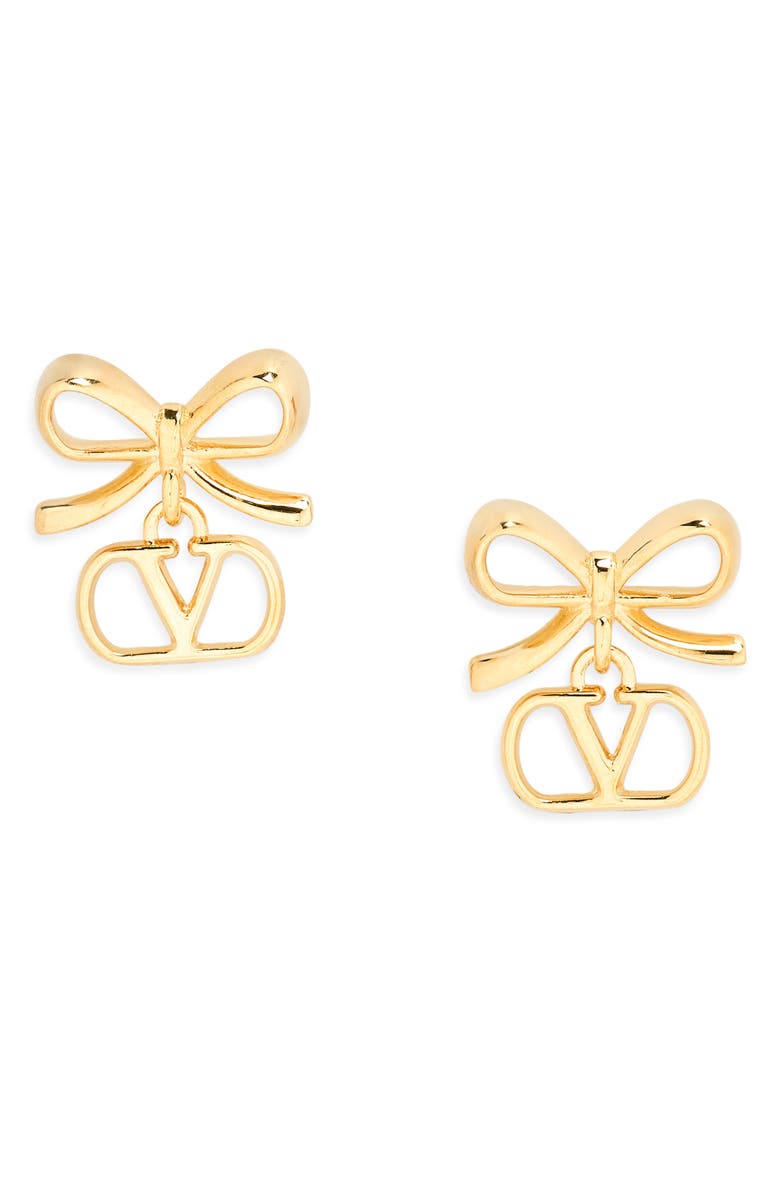 Valentino Garavani VLOGO Signature Drop Earrings, Main, color, Gold
