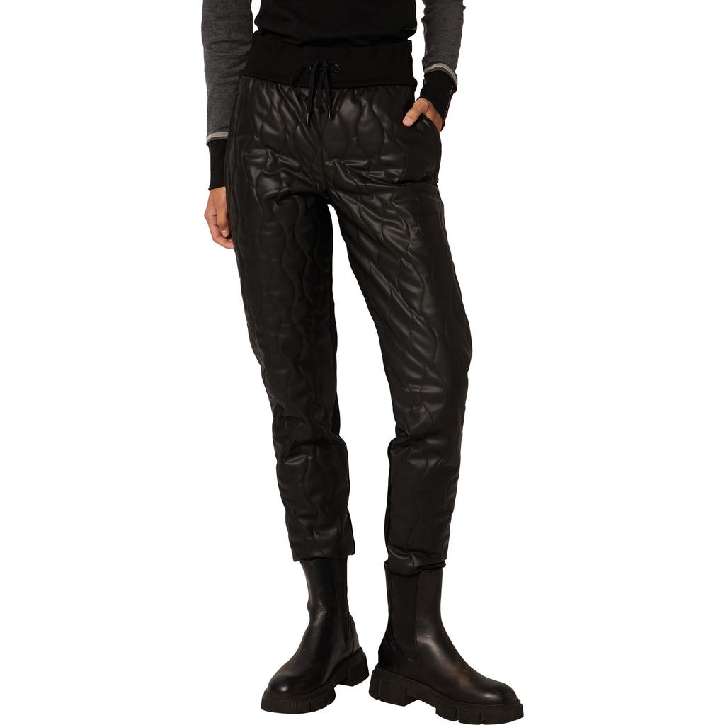Alp N Rock Finley Quilted Faux Leather Joggers in Black Faux Leather