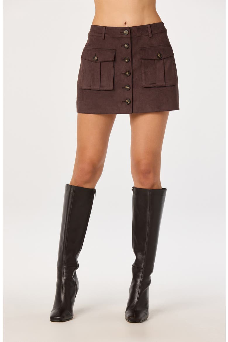 Becky Faux Suede Miniskirt, Main, color, TRUFFLE