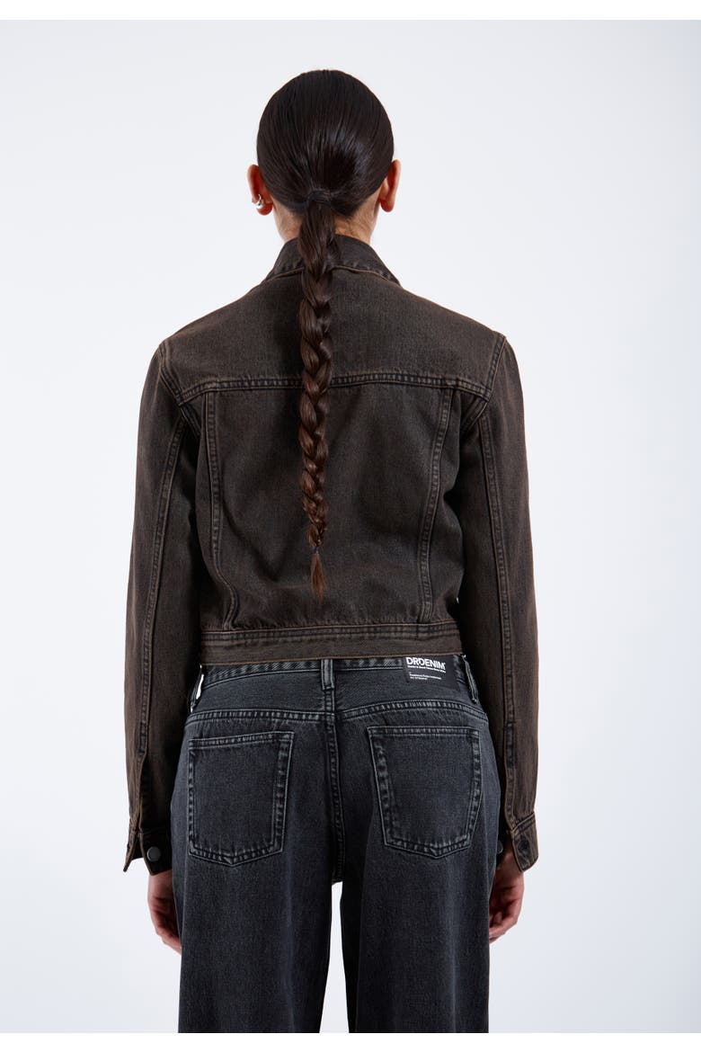 Becky Denim Jacket, Alternate, color, Jet Brown