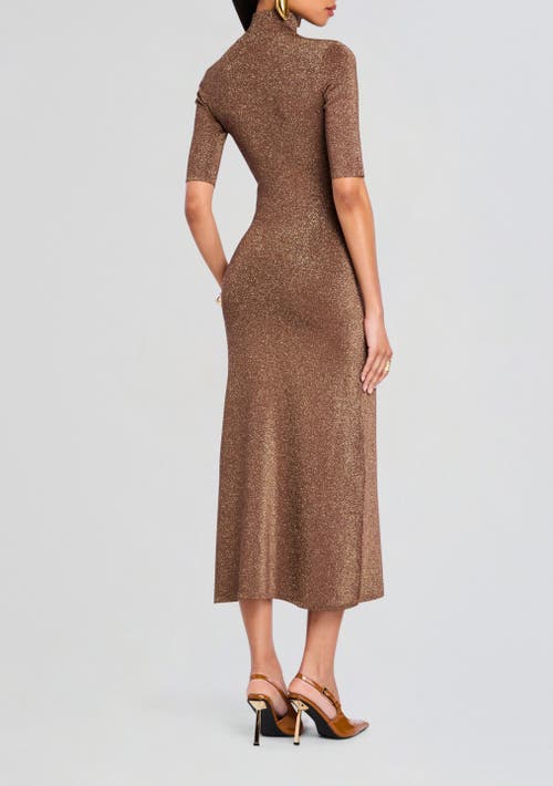 Retroféte Maribel High-neck Shimmer Dress In Metallic Pecan