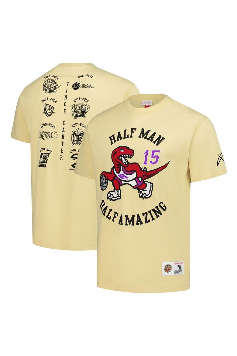 Men's Mitchell & Ness Vince Carter Cream Toronto Raptors Premium T-Shirt, Alternate, color, Cream