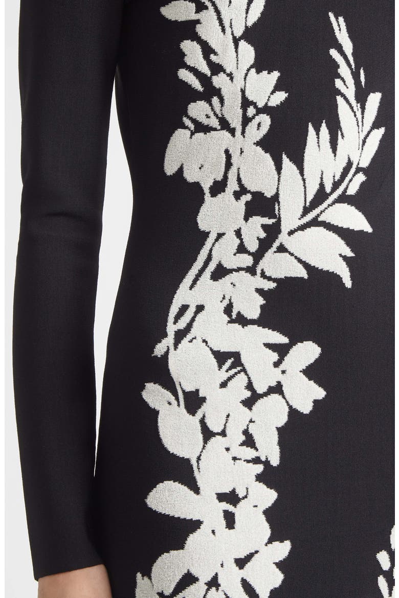 Velvet Jacquard Knit Trumpet Dress, Alternate, color, BLACK