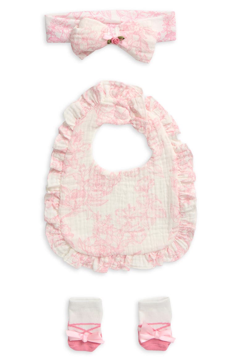Bow Headband, Bib & Booties Set, Main, color, PINK