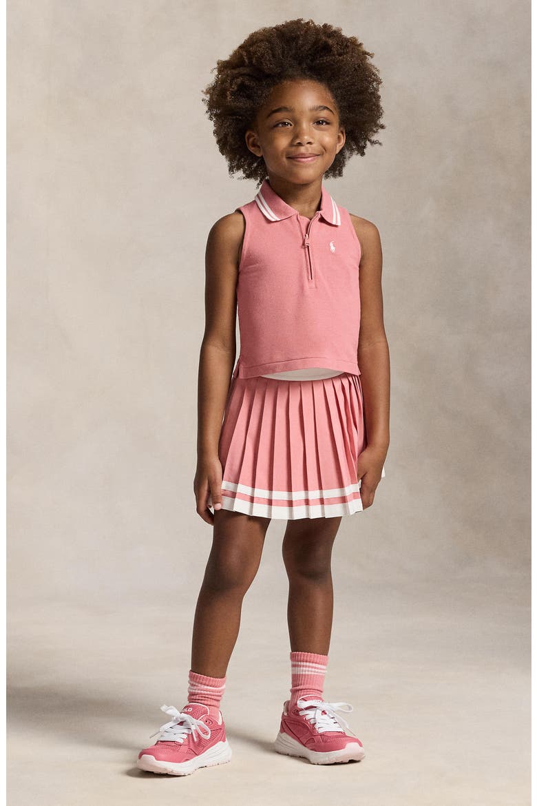 Kids' Stretch Mesh Half Zip Sleeveless Polo, Alternate, color, DESERT ROSE