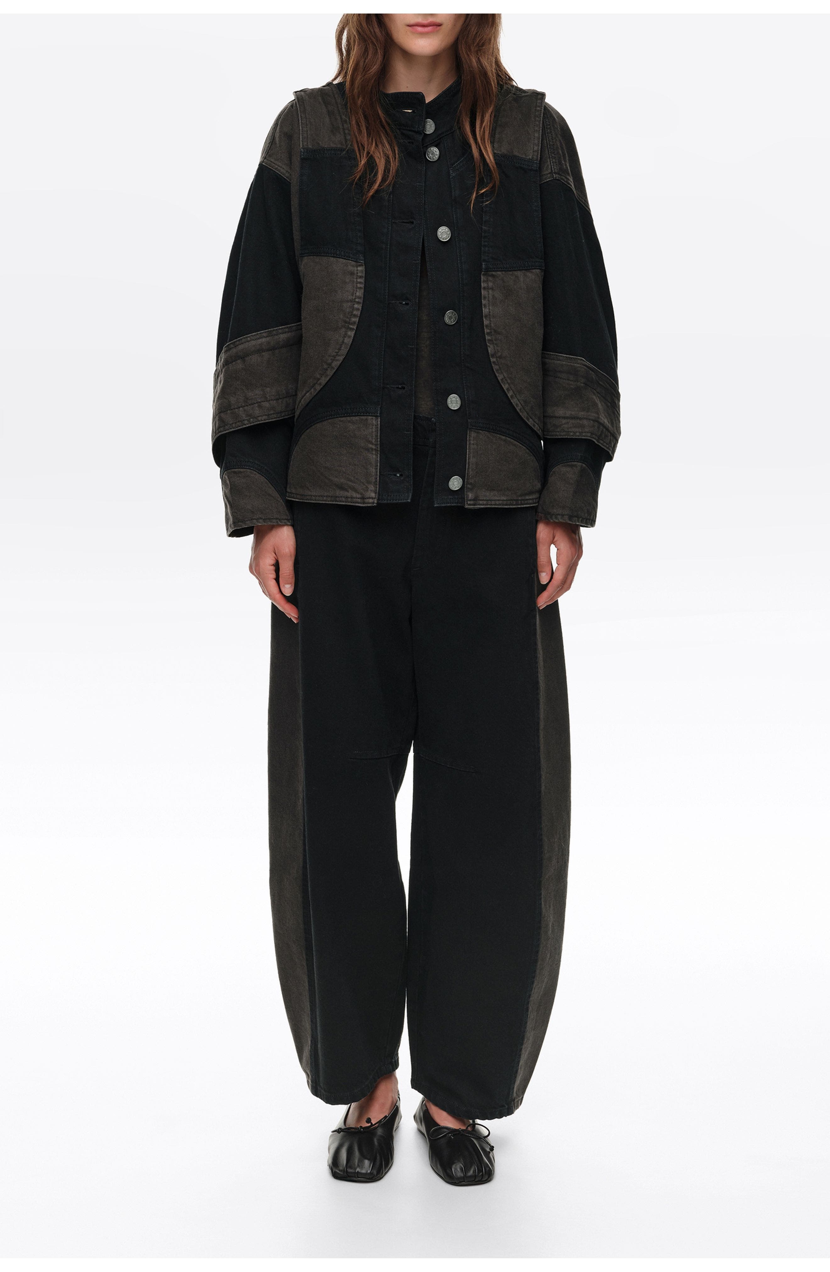 Bimba Y Lola Oversize Two-tone Denim Jacket In Black