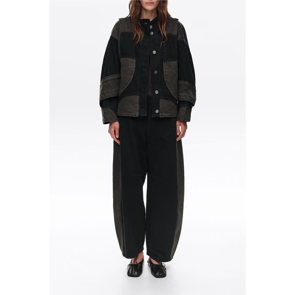 Bimba Y Lola Oversize Two-tone Denim Jacket In Black