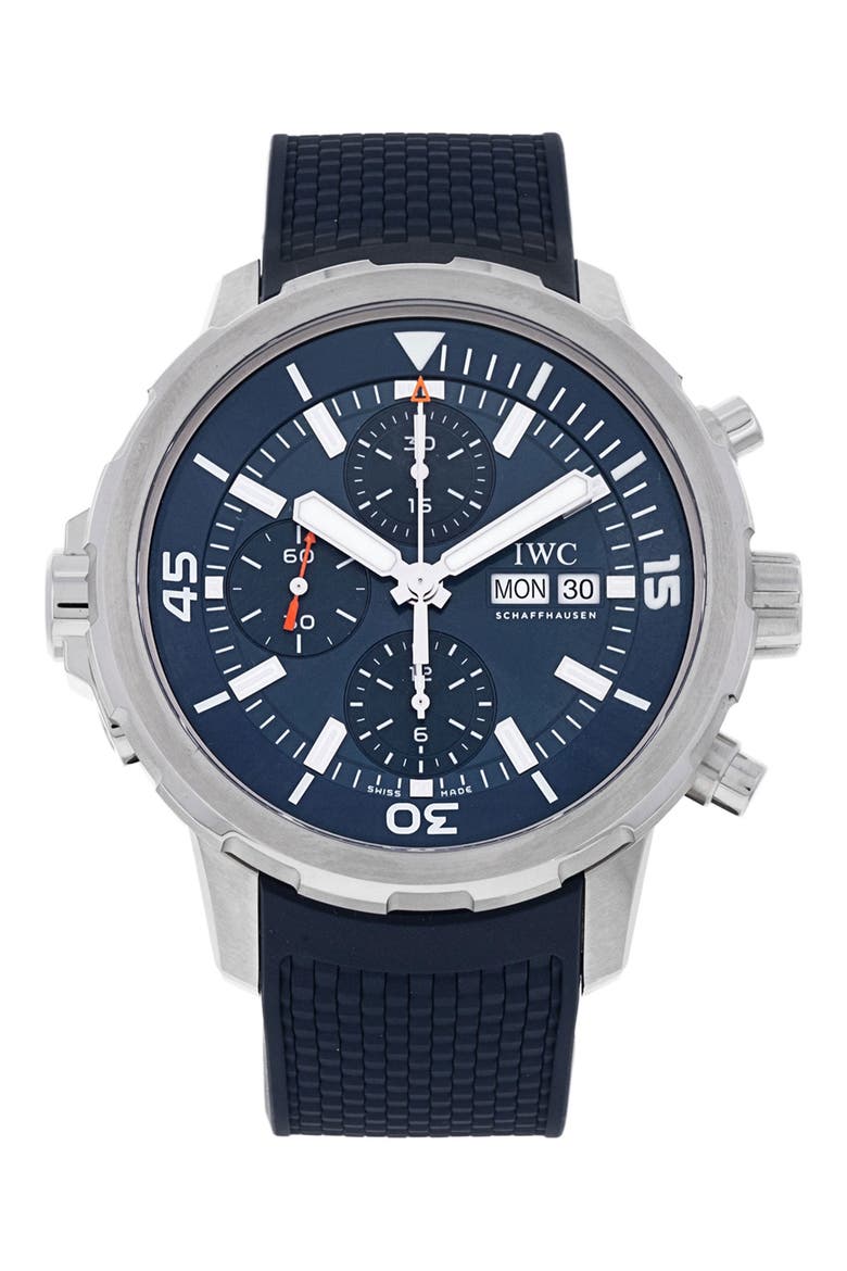 IWC Preowned 2018 Aquatimer Rubber Strap Chronograph Watch, 44mm, Main, color, BLUE