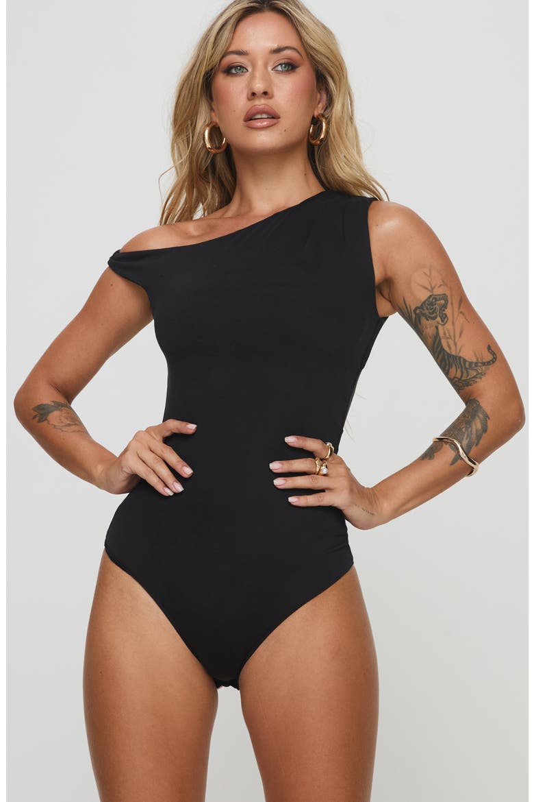Miyako One-Shoulder Bodysuit, Alternate, color, BLACK