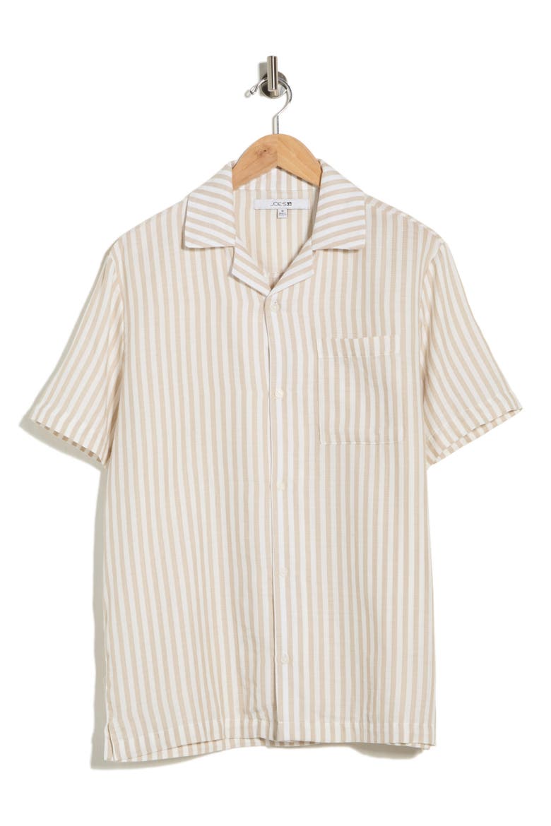 Striped Cotton Camp Shirt, Alternate, color, WEATHERED TEAK/WHITE