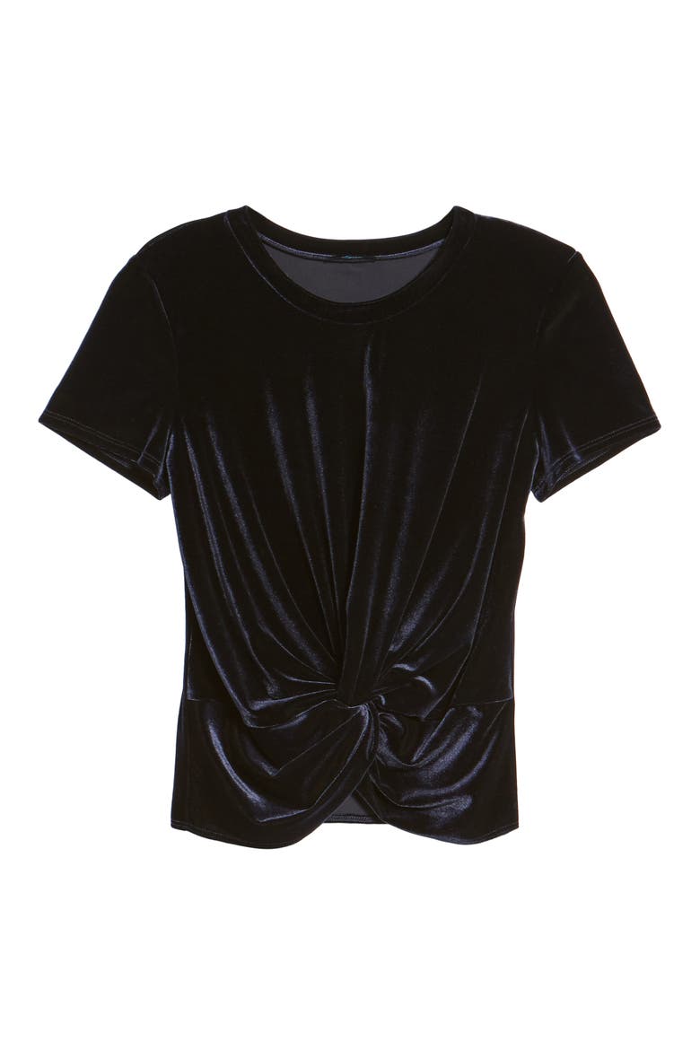 Twist Front Velvet Tee, Alternate, color, NAVY
