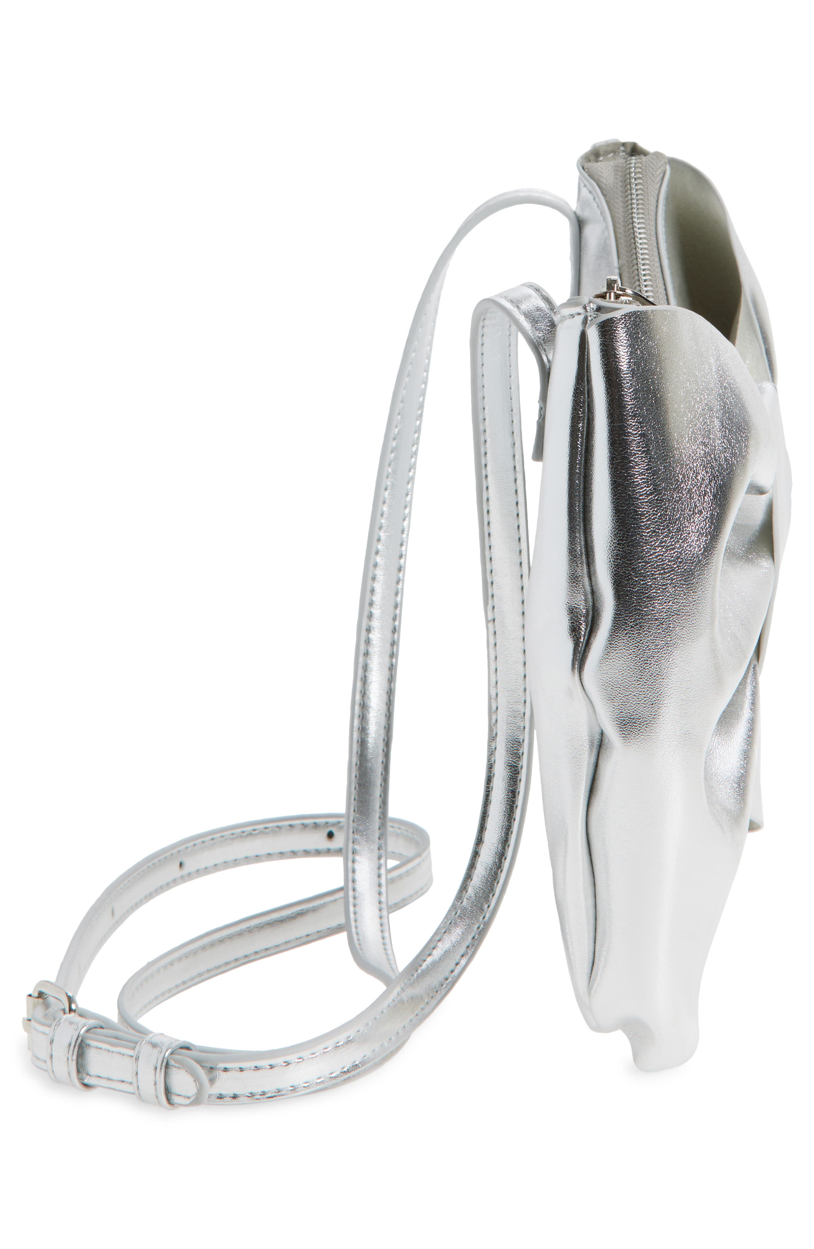 Ruby & Ry Kids' Puffy Bow Faux Leather Crossbody Bag, Alternate, color, Silver