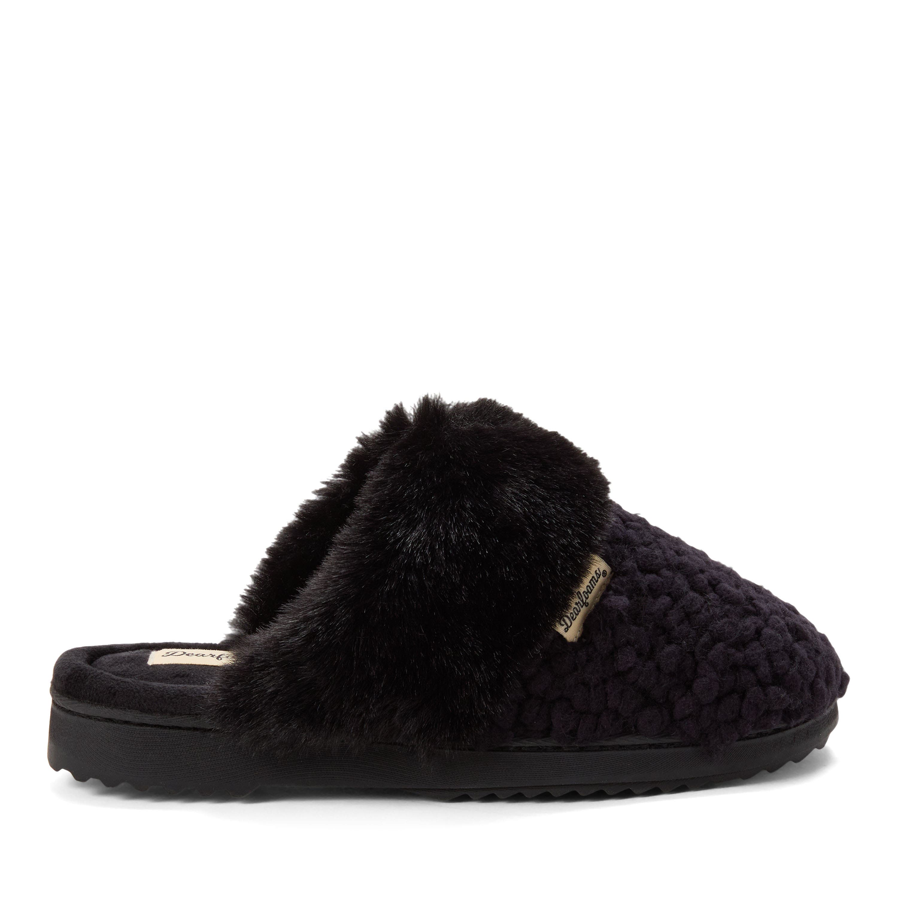 DEARFOAMS Courtney Knit Scuff Slipper, Alternate, color, Black Solid
