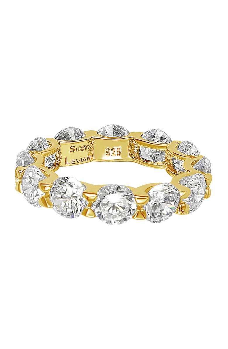 SUZY LEVIAN CZ Round Cut Golden Silver Eternity Band Ring, Alternate, color,