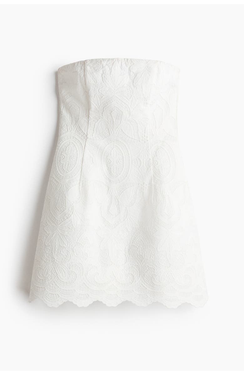 H&M Embroidered Bandeau Dress, Main, color, White