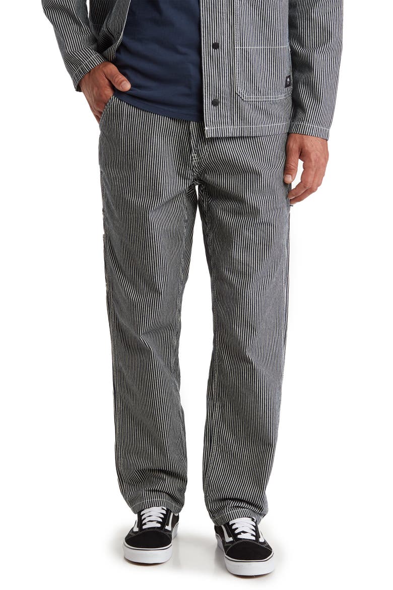 Drill Chore Stripe Relaxed Fit Tapered Pants, Main, color, INDIGO