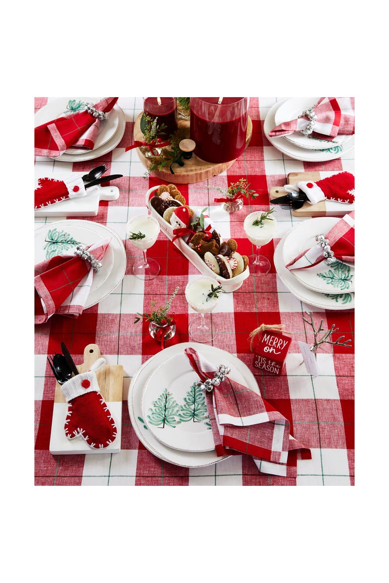 Linen Square Placemats Set of 4, 14 x 14" - Very Merry Plaid, Alternate, color, Very Merry