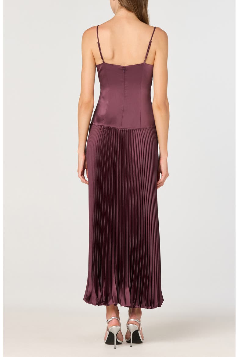 Pleated Drop Waist Dress, Alternate, color, EGGPLANT