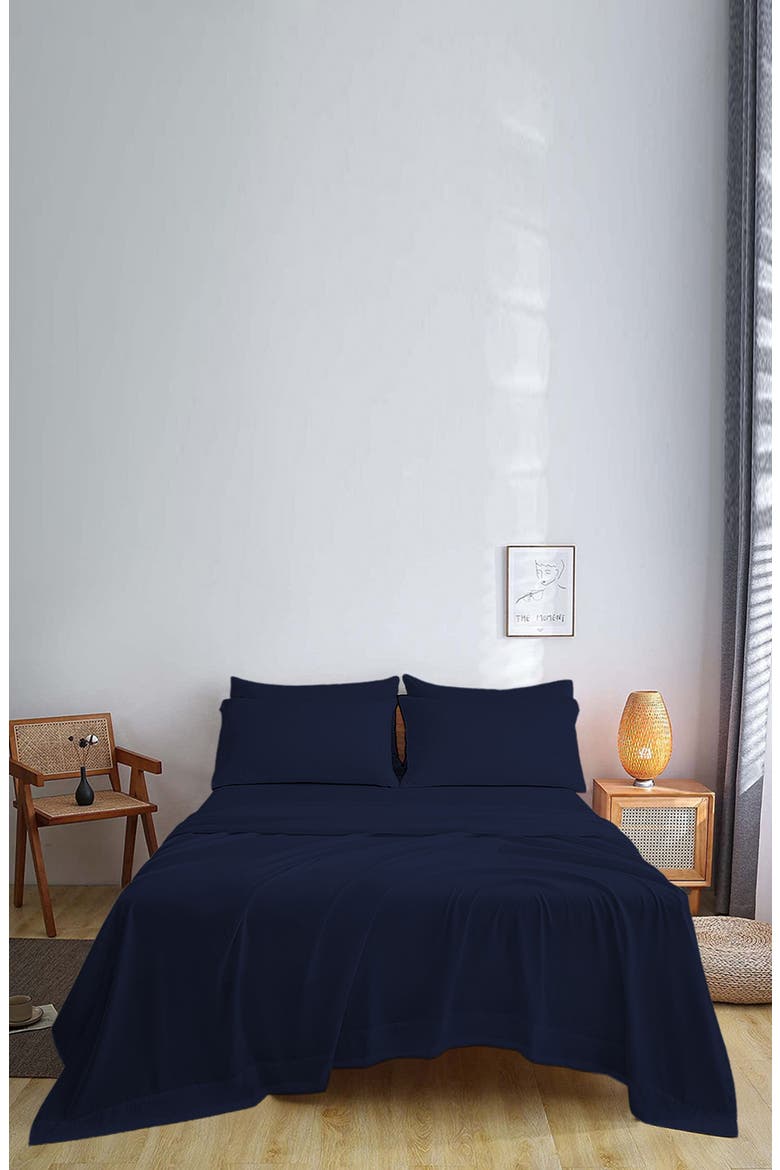Brushed Microfiber Sheet Set, Alternate, color, NAVY